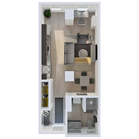 Floor plan for studio, 1 bath, 473 sqft